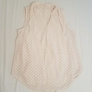 NWT Ann Taylor cream blouse with tan polka dots